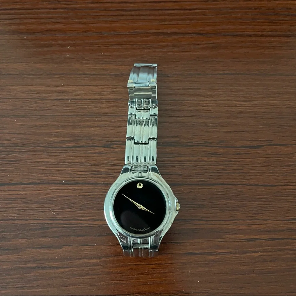 Movado Vintage Watch Esperanza Model 90’s Black Dial Gold Tone Stainless Steel - Picture 3 of 12